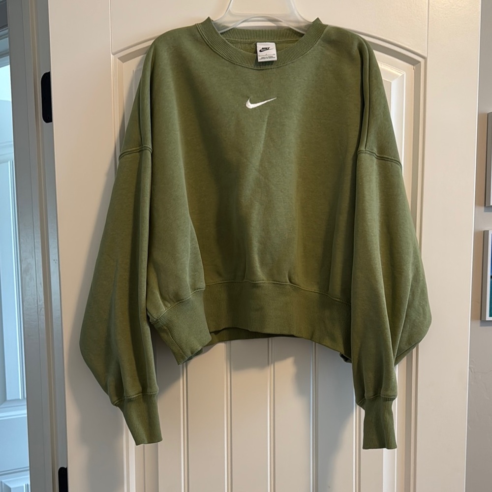 Nike Green Cropped Sweatshirt-Size S